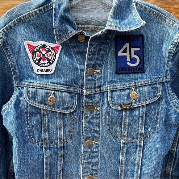 Vintage Lee Riders Harley Davidson Patch Jean Jacket - Picture 7 of 16